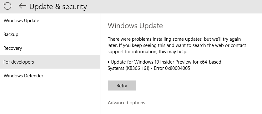 How to Fix Windows Update Error Code 0x80004005