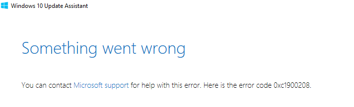 Windows 10 Upgrade Error 0xc1900208